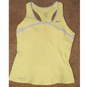 Nike lemon yellow and white shelf bra tank top